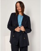 Veste blazer en Laine mélangée Margaret rayée bleue