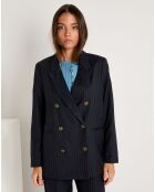 Veste blazer en Laine mélangée Margaret rayée bleue