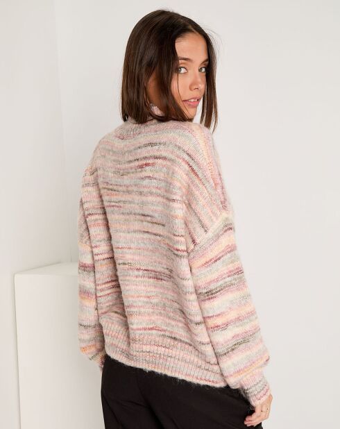 Pull Annick rayé blanc cassé/rose