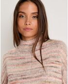 Pull Annick rayé blanc cassé/rose