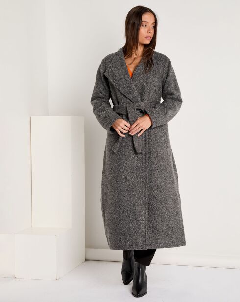 Manteau long ceinturé Sylvie gris