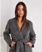 Manteau long ceinturé Sylvie gris