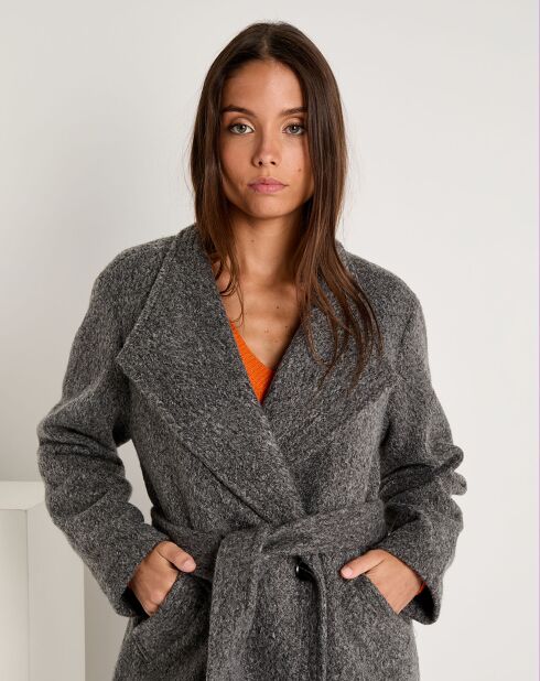 Manteau long ceinturé Sylvie gris