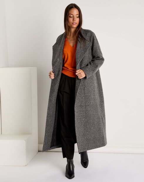 Manteau long ceinturé Sylvie gris