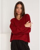 Pull en Angora & Laine mélangés Rosa bordeaux