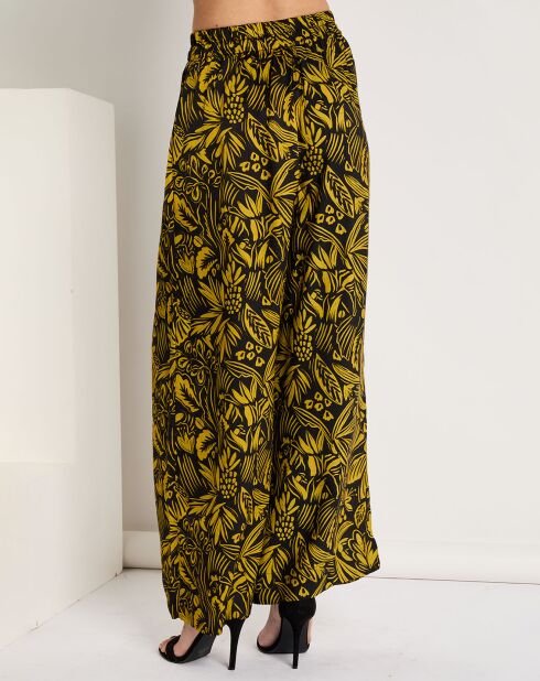 Pantalon Jade satiné imprimé jaune