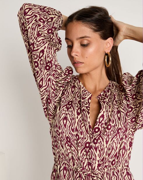 Robe Mariam imprimée bordeaux