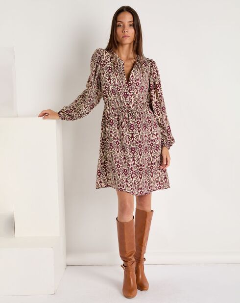 Robe Mariam imprimée bordeaux