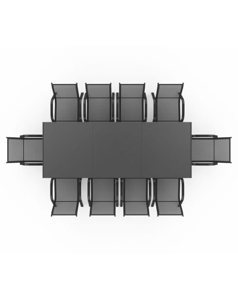 Salon de jardin Formentera 10 places en acier et verre trempé gris