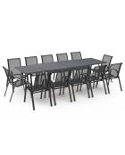 Salon de jardin extensible 12 places en polywood gris