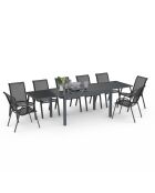 Table de jardin extensible en verre trempé gris foncé