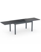 Table de jardin extensible en verre trempé gris foncé