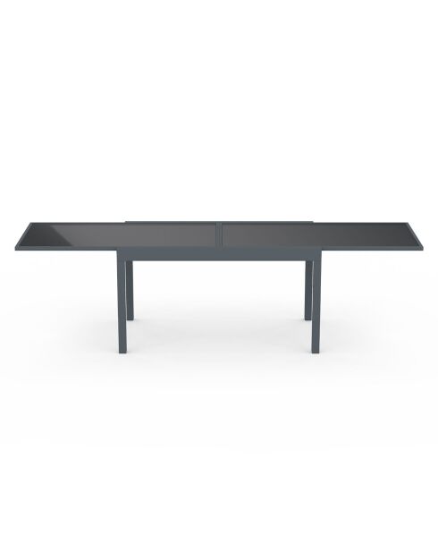 Table de jardin extensible en verre trempé gris foncé