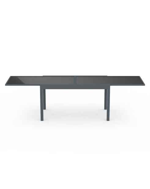 Table de jardin extensible en verre trempé gris foncé