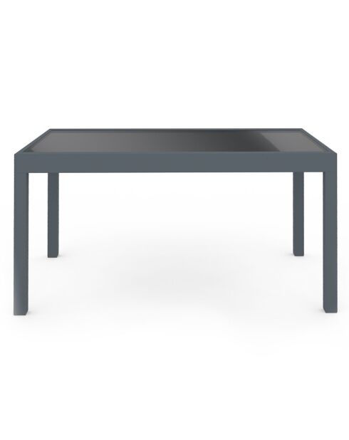 Table de jardin extensible en verre trempé gris foncé
