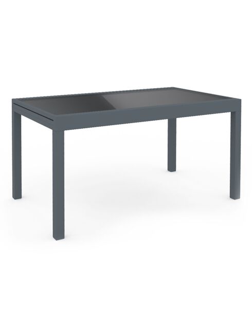 Table de jardin extensible en verre trempé gris foncé