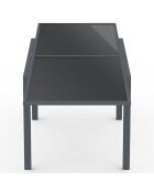 Table de jardin extensible en verre trempé gris foncé
