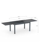 Table de jardin extensible en verre trempé gris foncé
