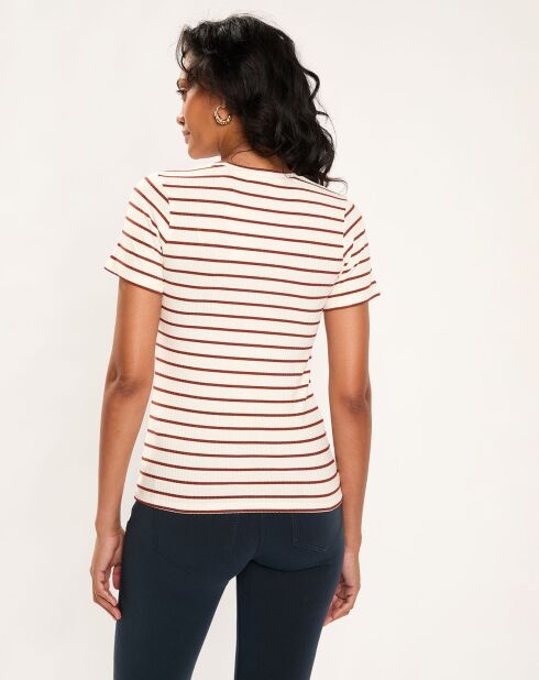 T-Shirt Rib écru/marron