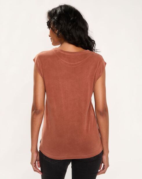 T-Shirt manches courtes Froncé marron