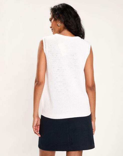 Pull sans manches blanc