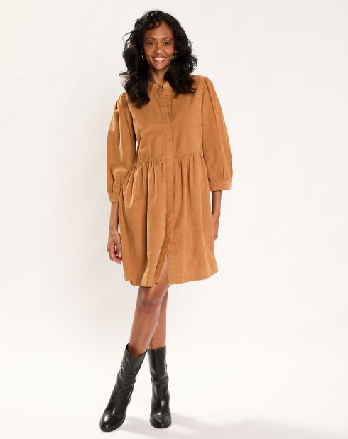 Robe en Velours camel