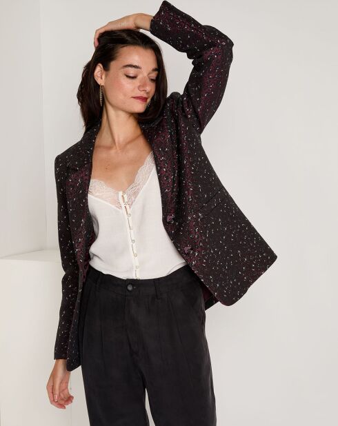 Chaqueta Lina de leopardo burdeos