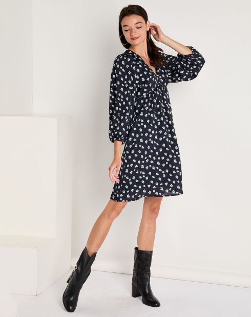 Robe Michelle à fleurs marine