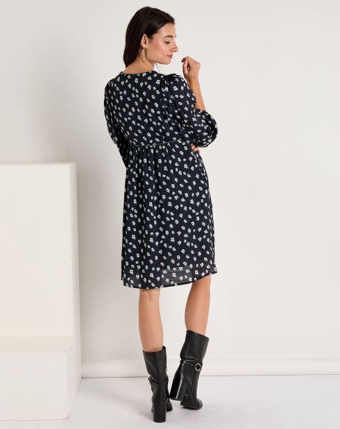 Robe Michelle à fleurs marine
