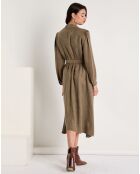 Robe toucher doux Paloma boutonnée khaki