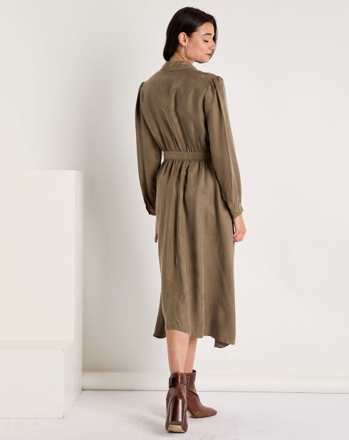 Robe toucher doux Paloma boutonnée khaki