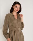 Robe toucher doux Paloma boutonnée khaki