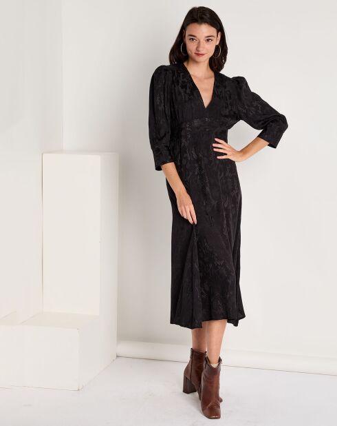 Robe Alya brodée ton sur ton noire