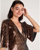 Robe en sequins Louisa café