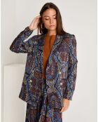 Veste Emma satinée imprimée bordeaux/bleu