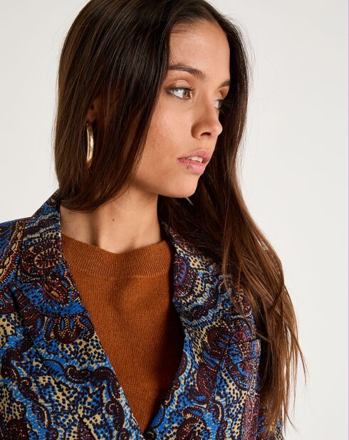 Veste Emma satinée imprimée bordeaux/bleu