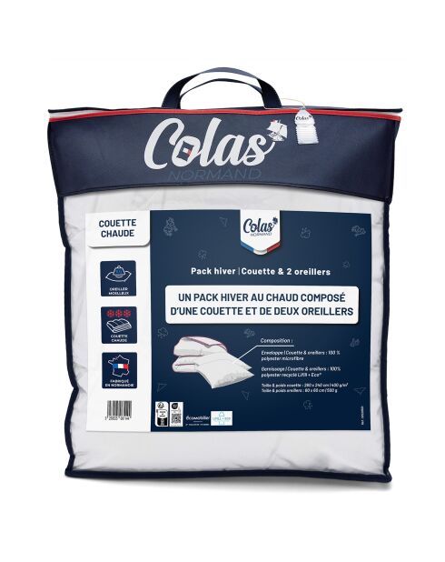 Pack Couette chaude + 2 Oreillers blanc