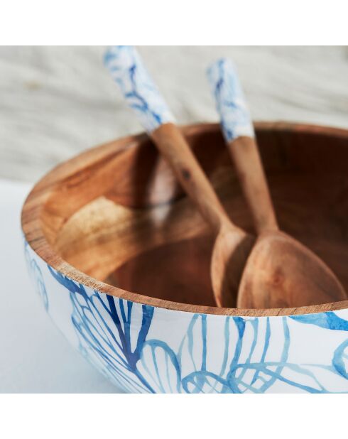 2 Couverts à salade Corfou bleus -  30x2.5x7.5