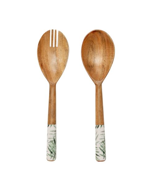 2 Couverts à salade Palmier verts -  30x2.5x7.5