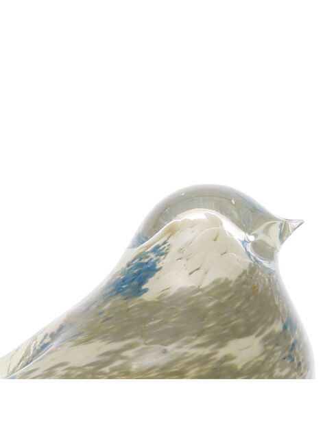 Presse-papier Moineau Serin ivoire/bleu  -  11.5x6.5x7.5 cm