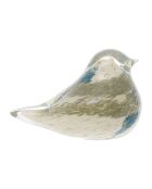 Presse-papier Moineau Serin ivoire/bleu  -  11.5x6.5x7.5 cm