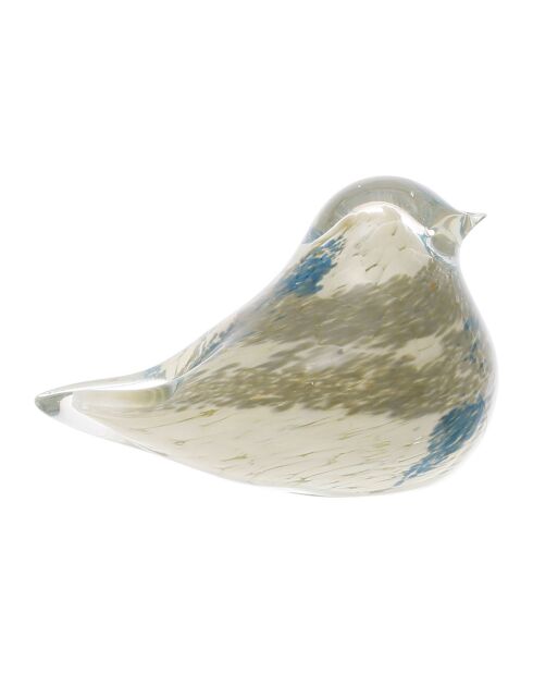 Presse-papier Moineau Serin ivoire/bleu  -  11.5x6.5x7.5 cm
