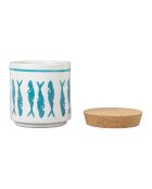 Pot avec couvercle Corfou turquoise  -  D.13x14 cm