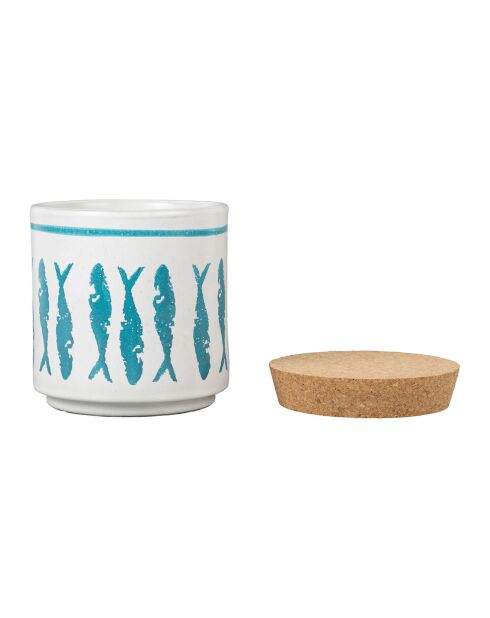 Pot avec couvercle Corfou turquoise  -  D.13x14 cm