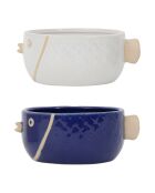 2 Coupelles Océan blanc/indigo -  14.5x12x6 cm