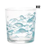 12 Gobelets banc de poissons Bodega turquoises - 35.5cl