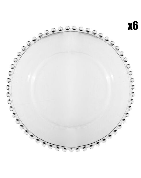 6 transparente Perloa Dessertteller - D.20,5 cm