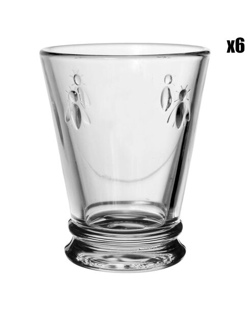 6 Gobelets Abeilles transparents - 18.5cl