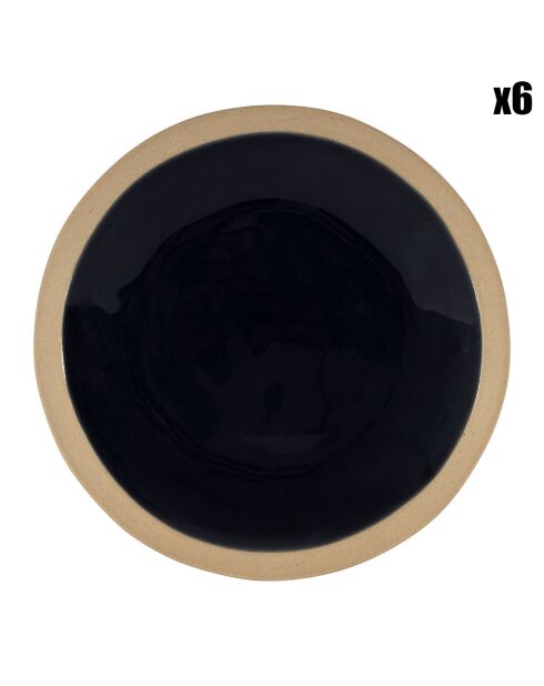 6 Assiettes dessert Jade bleu marine  -  D.21.5 cm