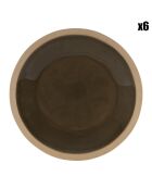 6 Dessertteller aus khakifarbener Jade, D.21,5 cm